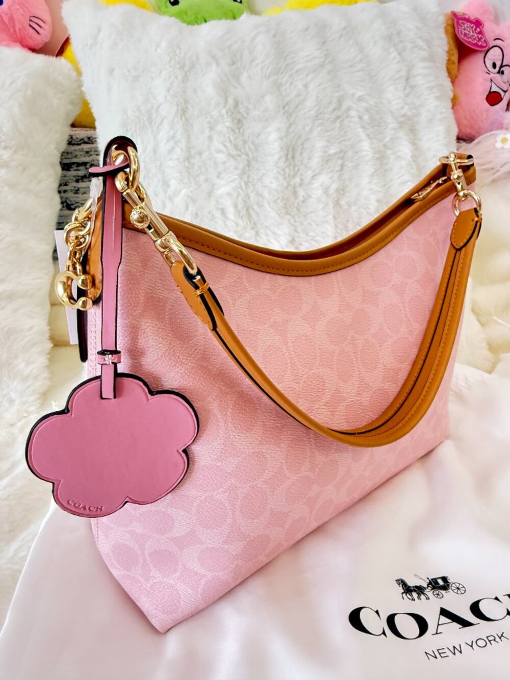 NWT！COACH Laurel Shoulder Bag In Signature Canvas（CEL12）powder pink - Picture 4 of 10